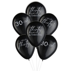 Hello Thirty Latex Balloons. 6ct