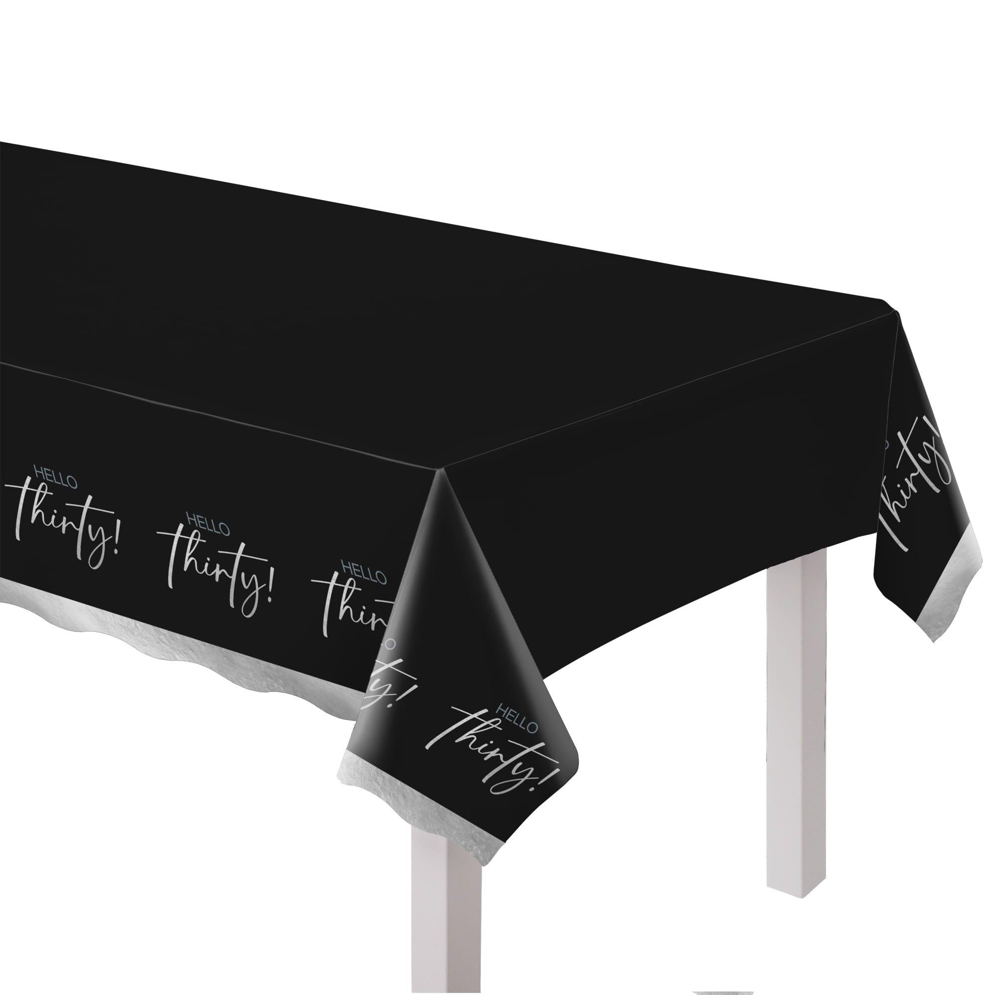 Hello Thirty Plastic Table Cover. 54in x 96in