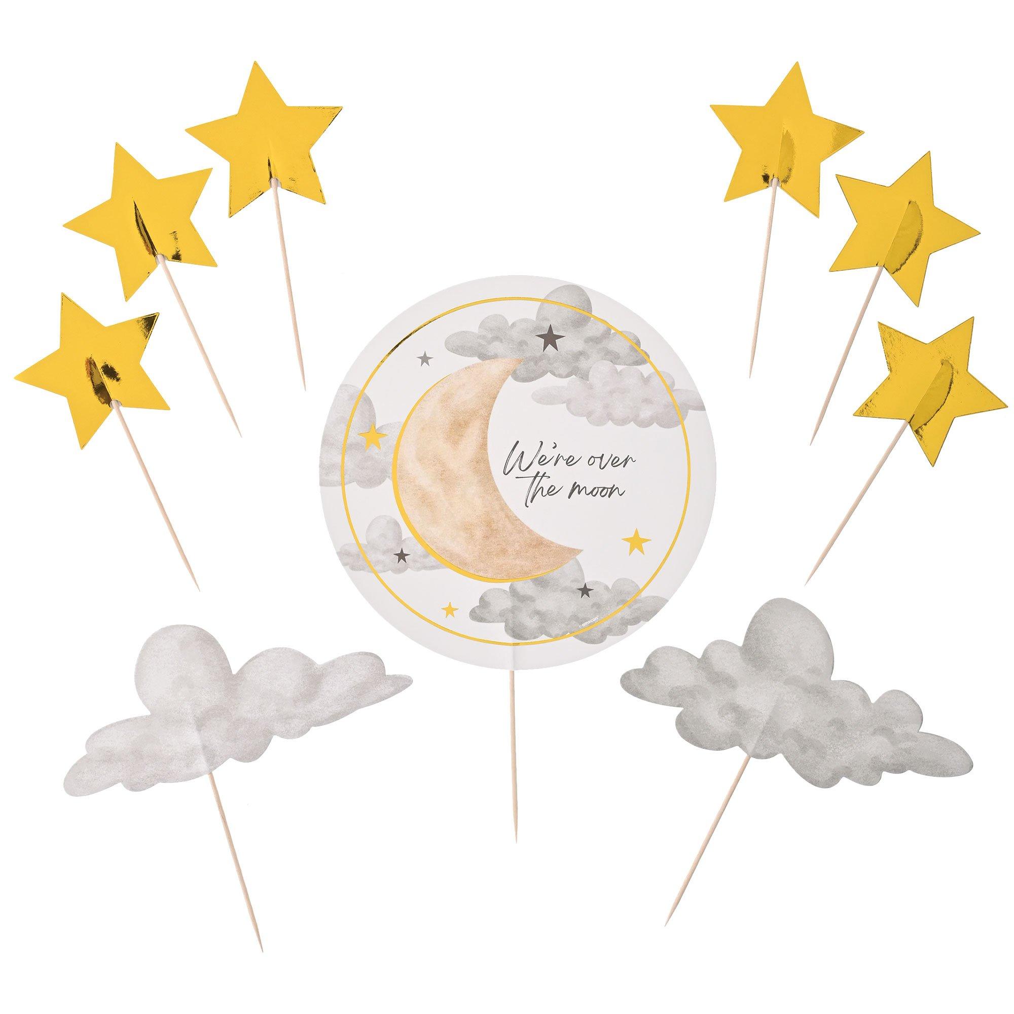Over the Moon Baby Shower Cake Pick Decorating Kit. 9pc - Image 3