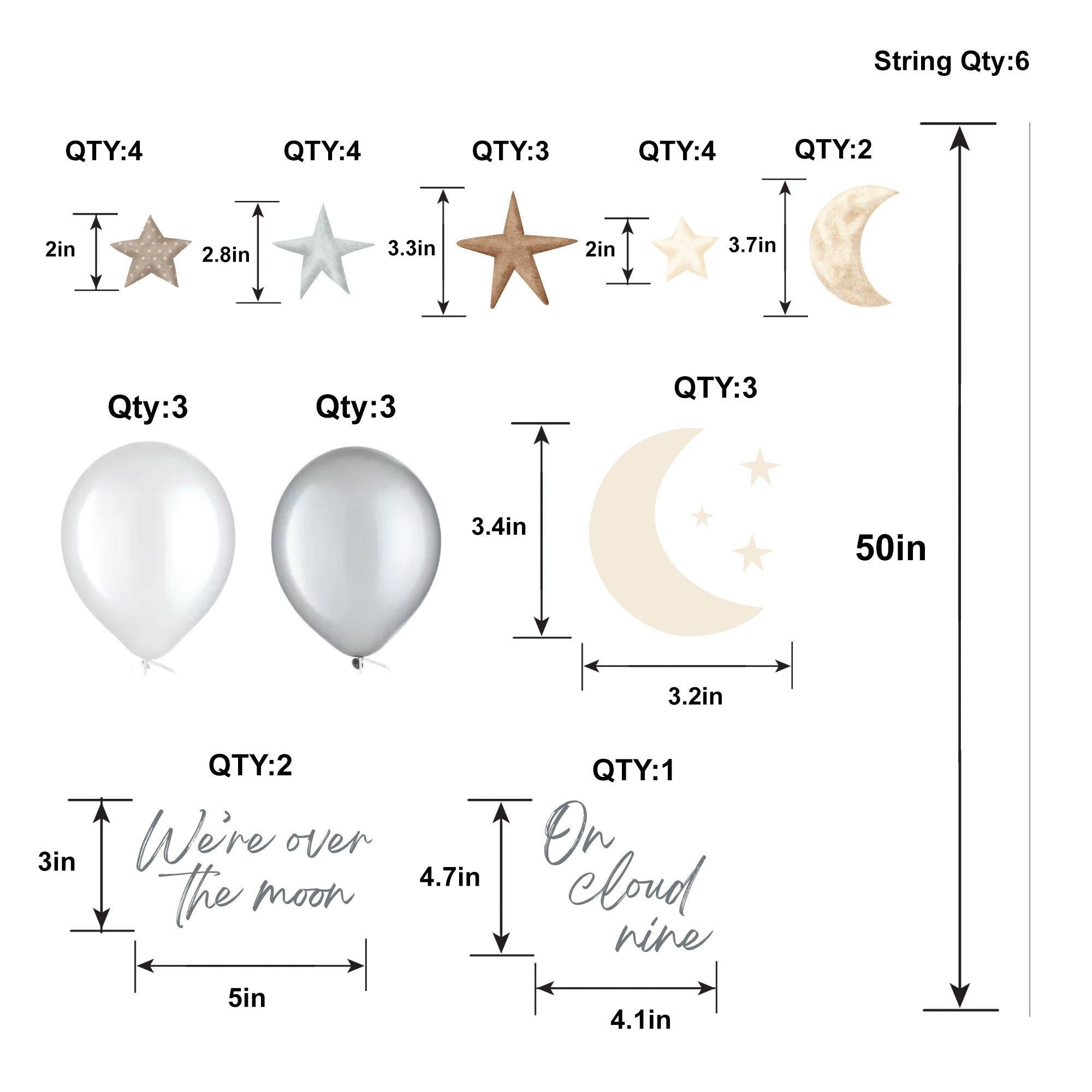 Over the Moon Baby Shower Latex Balloons. 12in. 6ct. with Balloon Tails - Image 3