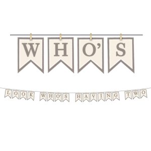 Look Who's Having Two Baby Shower Cardstock Pennant Banner. 12ft