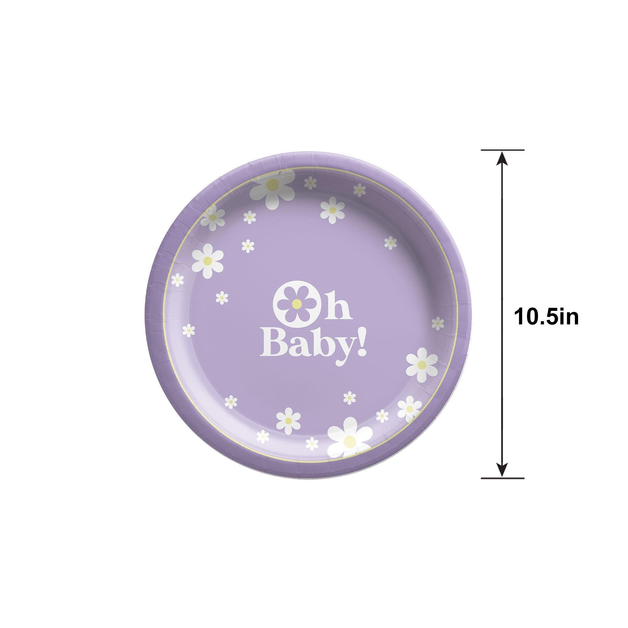 Purple Little Daisy Oh Baby Paper Dinner Plates. 10.5in. 8ct - Image 4
