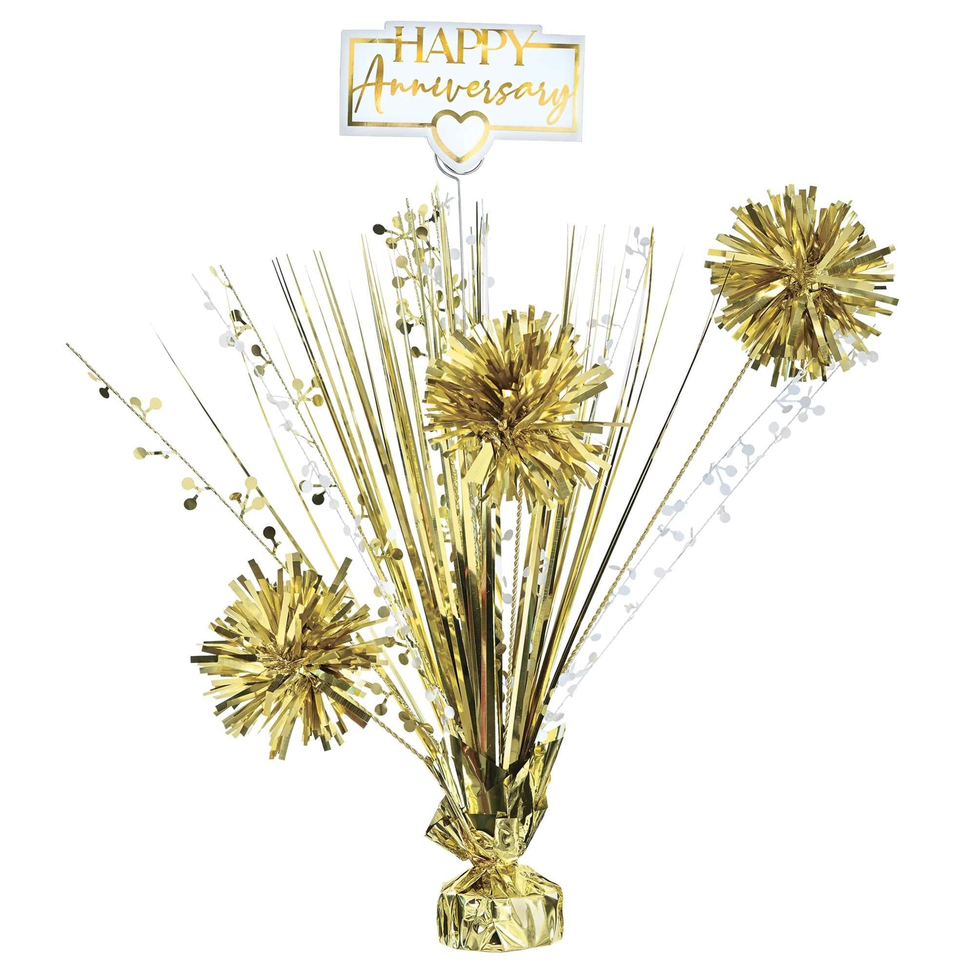 Happy Anniversary Gold Table Centerpiece - Foil Spray. 18in