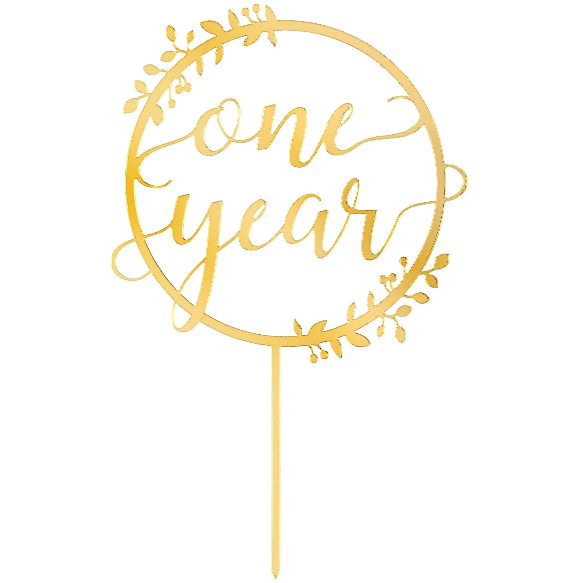 1-Year Anniversary Gold Cake Topper - Image 2