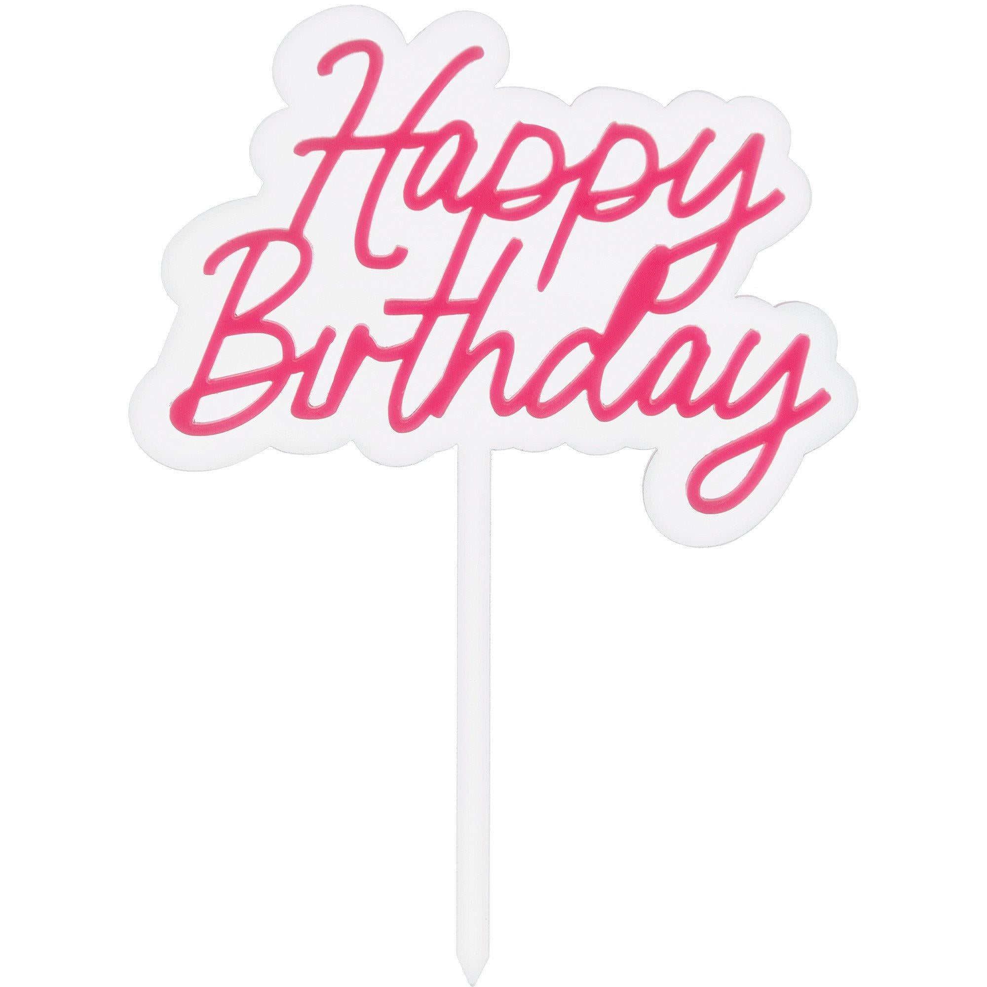 Pink Happy Birthday Cake Topper - Image 2