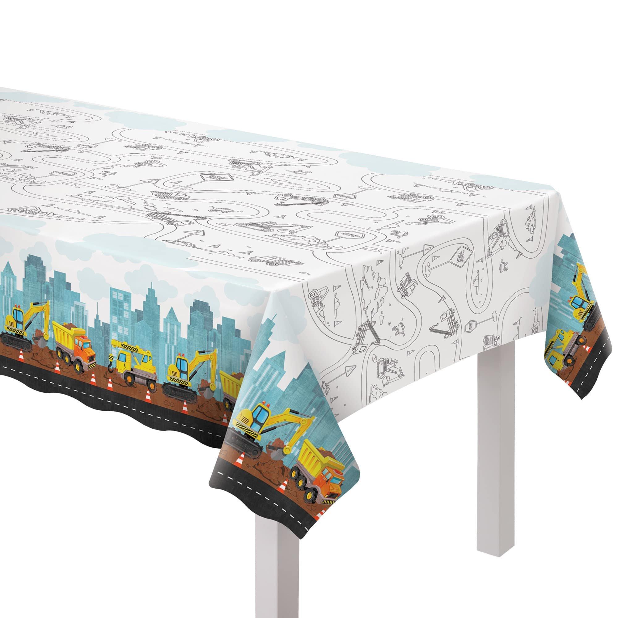 Construction Party Plastic Table Cover. 52in x 96in