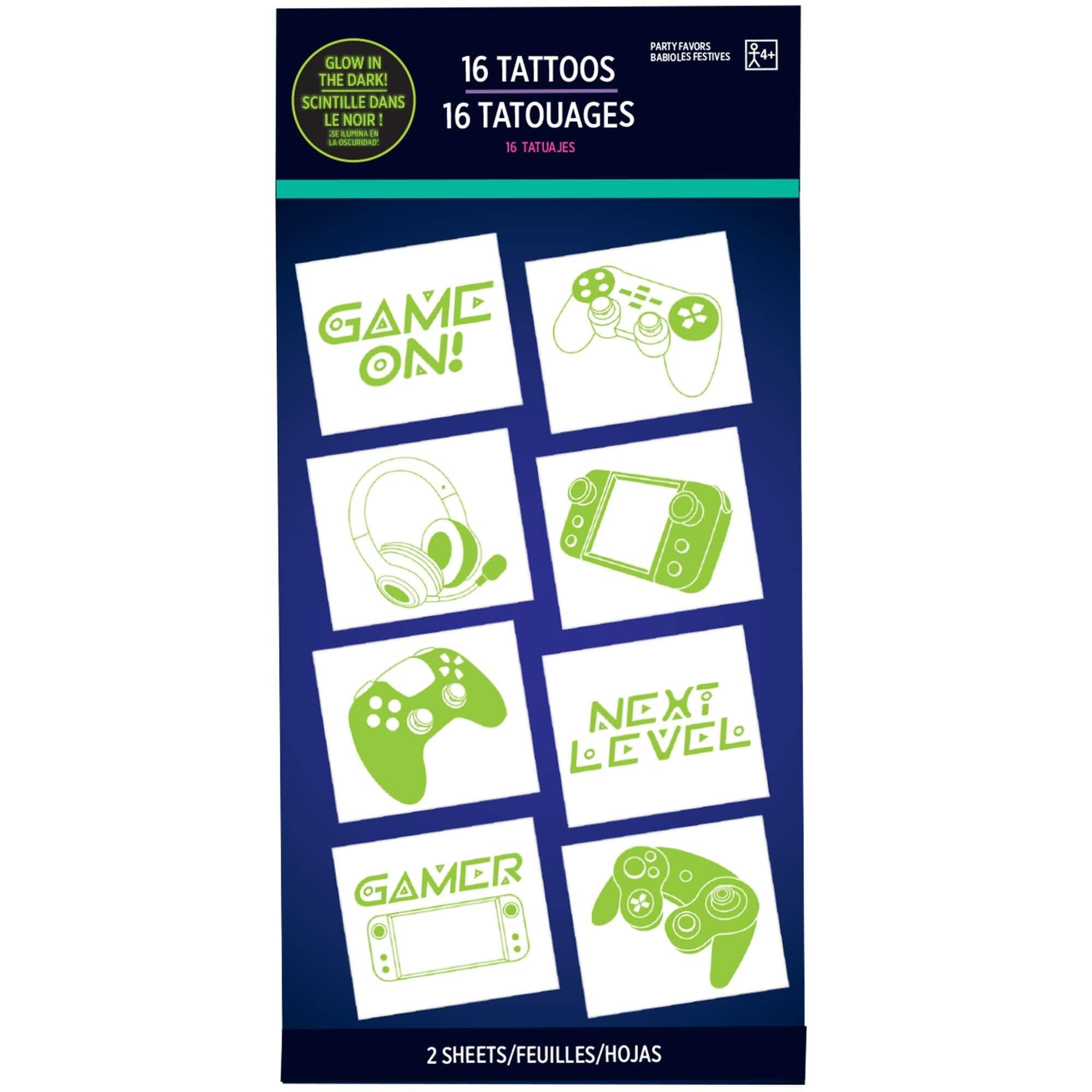 Game On Glow-in-the-Dark Tattoos. 16ct - Image 2