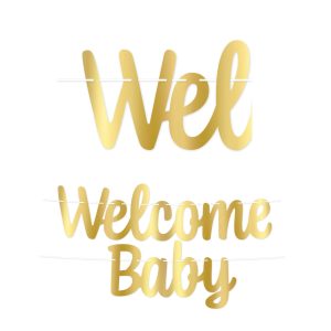 Metallic Gold Welcome Baby Letter Banner Set. 2pc