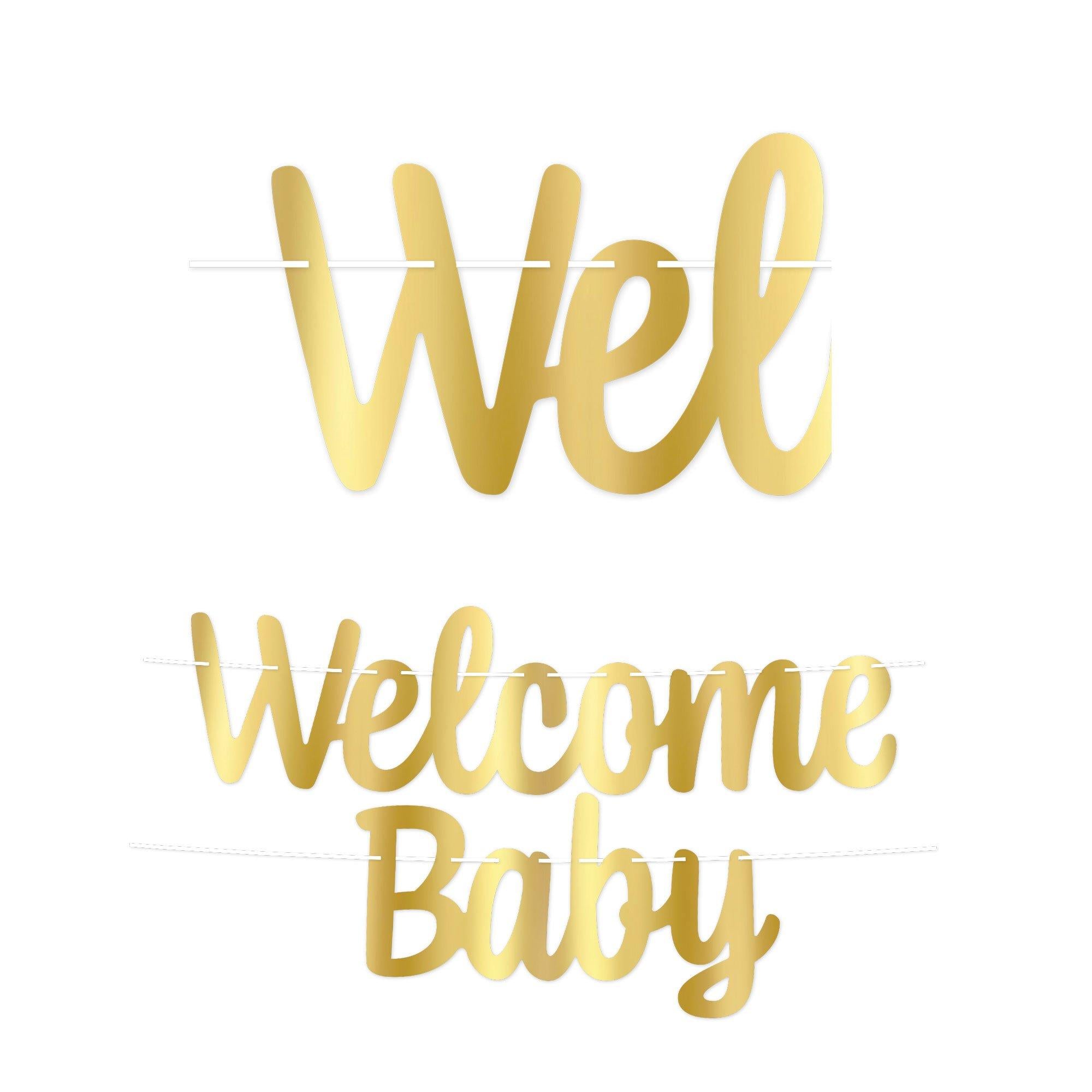 Metallic Gold Welcome Baby Letter Banner Set. 2pc