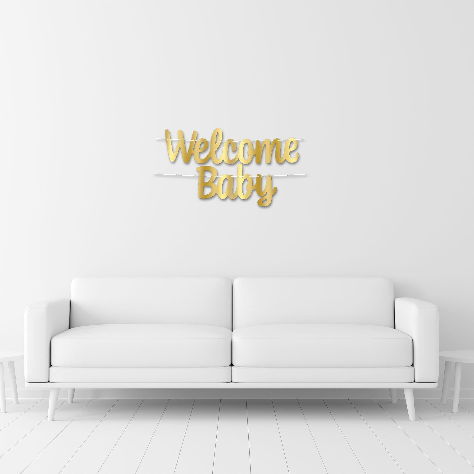 Metallic Gold Welcome Baby Letter Banner Set. 2pc - Image 2