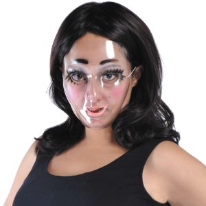 Transparent Disguise Mask. 1ct - Doll Eyes. Grin. Makeup or Mustache