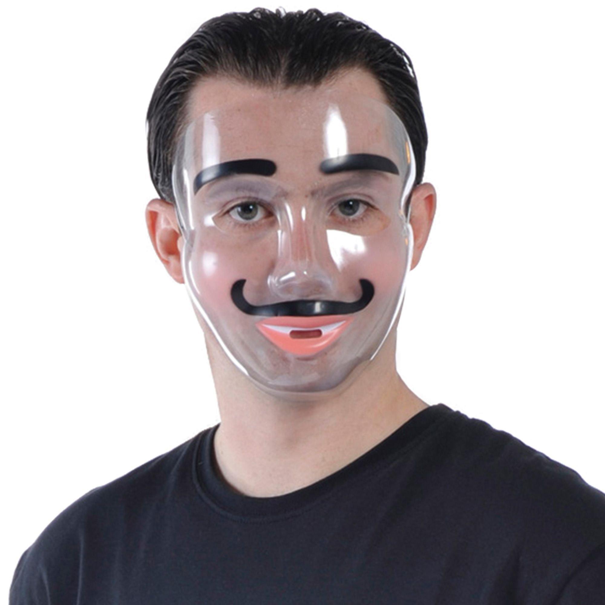 Transparent Disguise Mask. 1ct - Doll Eyes. Grin. Makeup or Mustache - Image 4