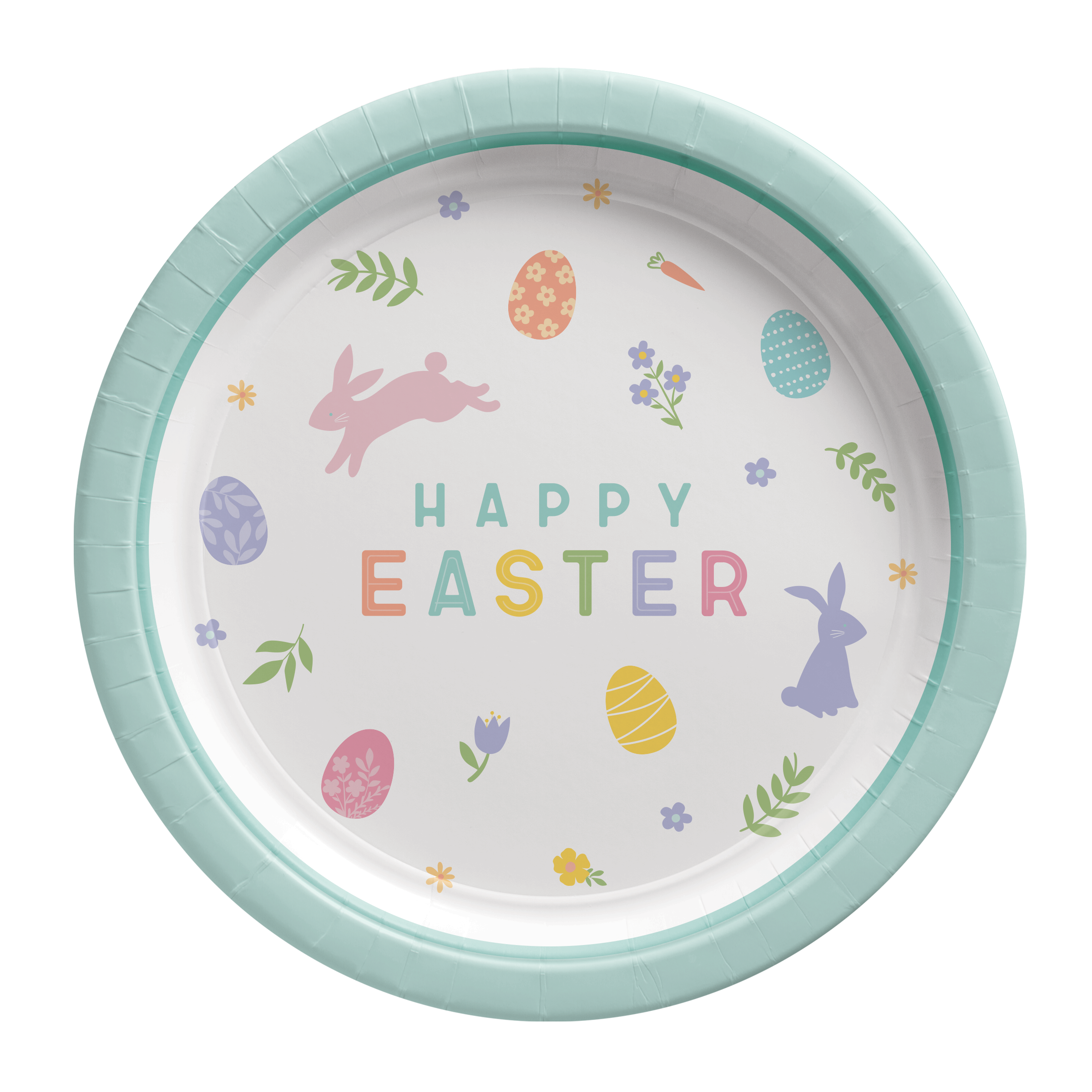 Happy Easter Round Paper Lunch Plates. 8ct