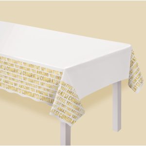 Congratulations Plastic Table Cover. 54in x 102in