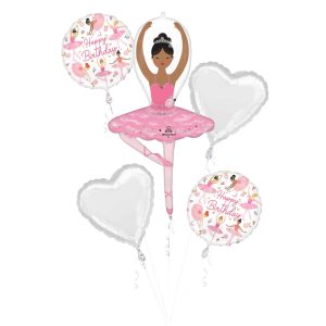 Ballerina Birthday Balloon Bouquet. 5pc