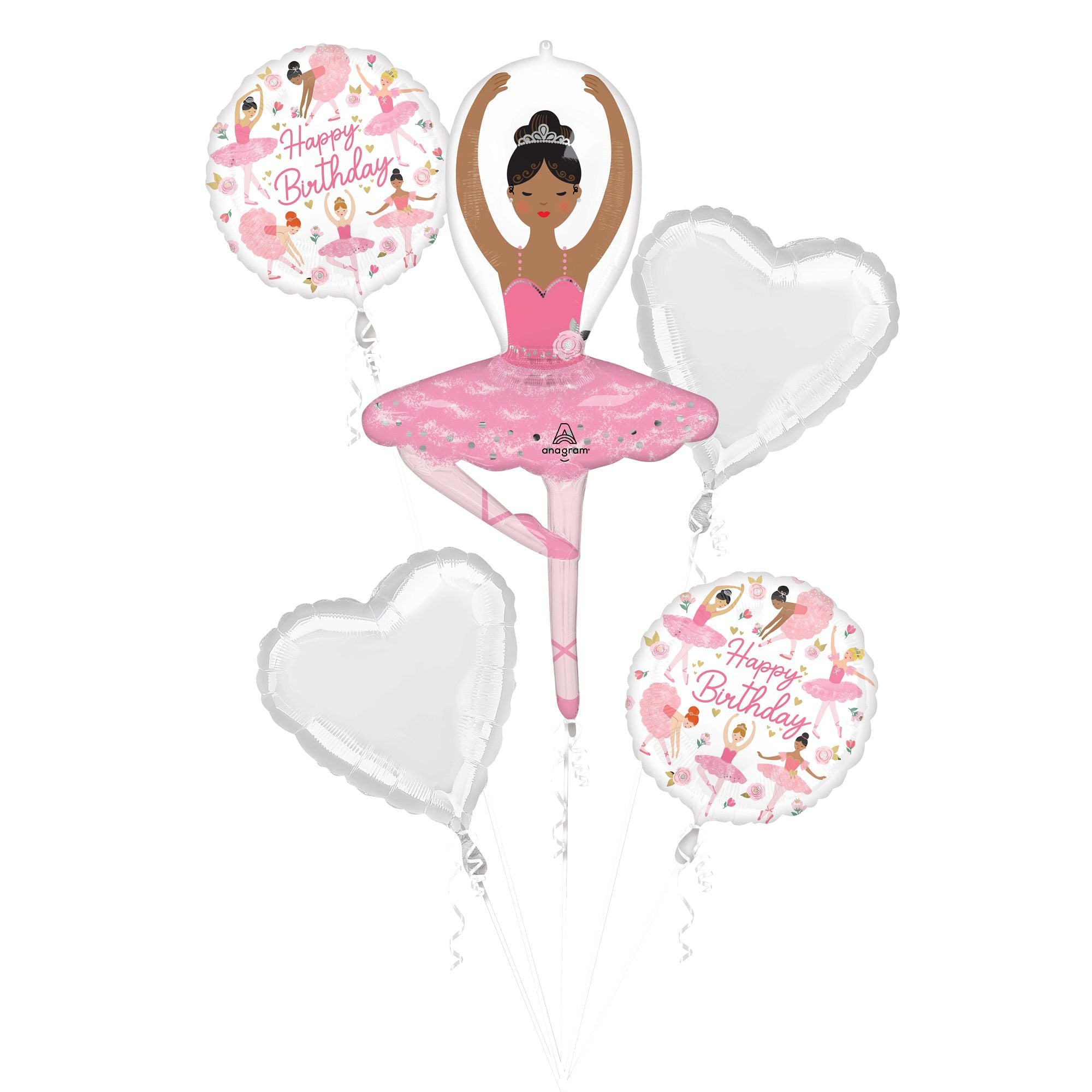 Ballerina Birthday Balloon Bouquet. 5pc