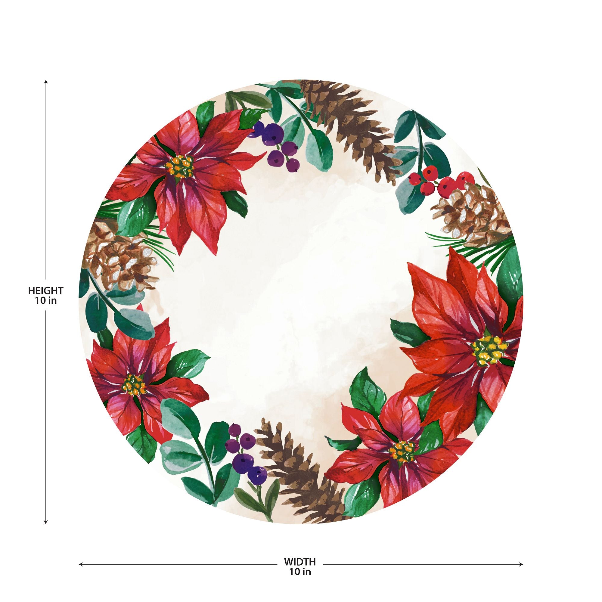 Traditional Poinsettia Plates. 8ct (Dinner or Dessert). Sizes Dinner and Dessert - Image 3