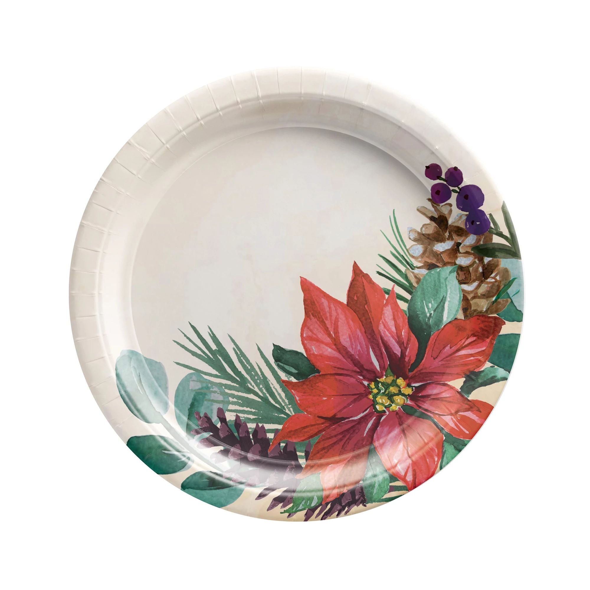 Traditional Poinsettia Plates. 8ct (Dinner or Dessert). Sizes Dinner and Dessert - Image 2
