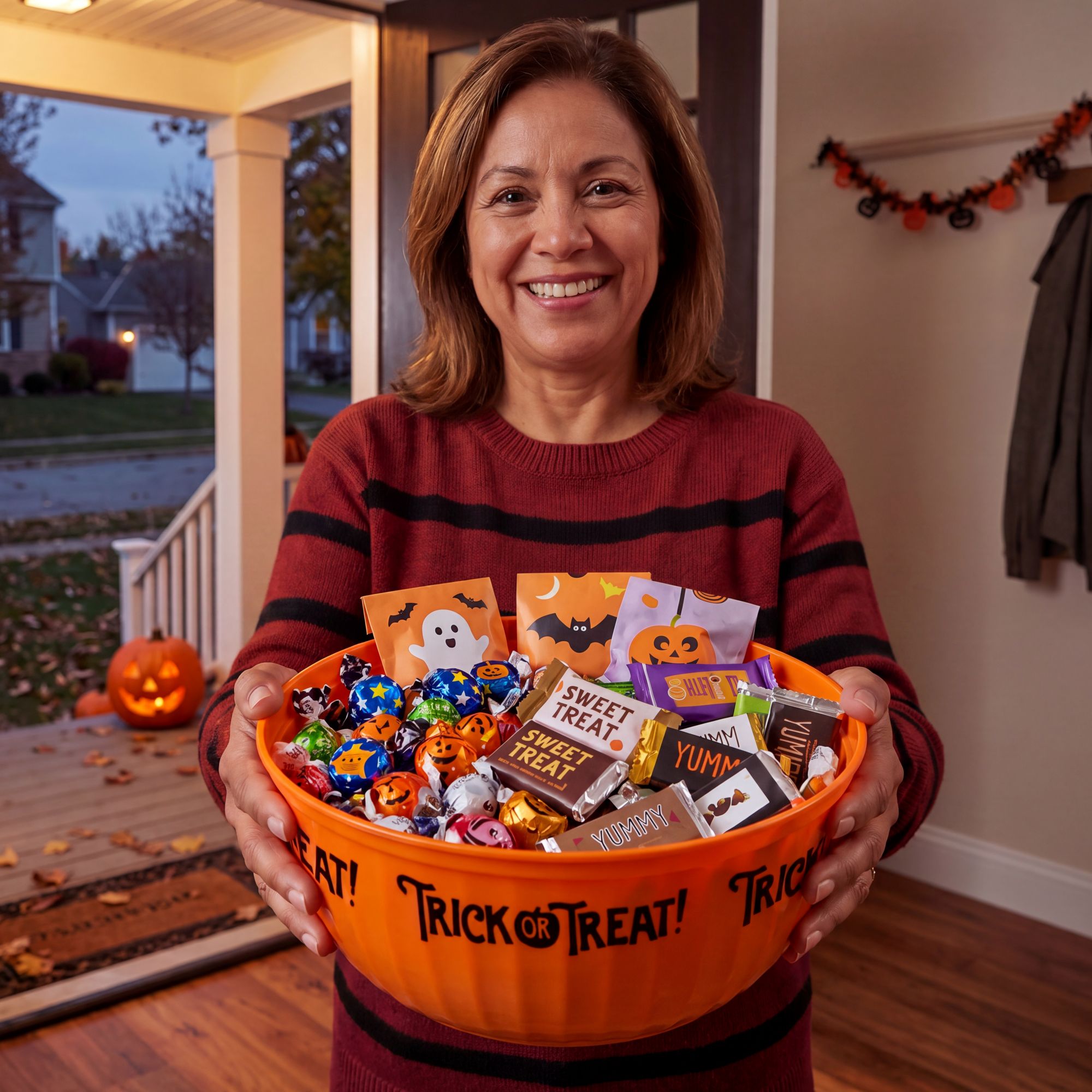 Orange Trick-or-Treat Plastic Serving Bowl - Image 2