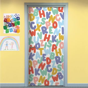 Back to School Fabric Classroom Door Cover. 37in x 80in