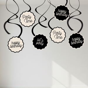 Birthday Chic Swirl Decorations. 12pc