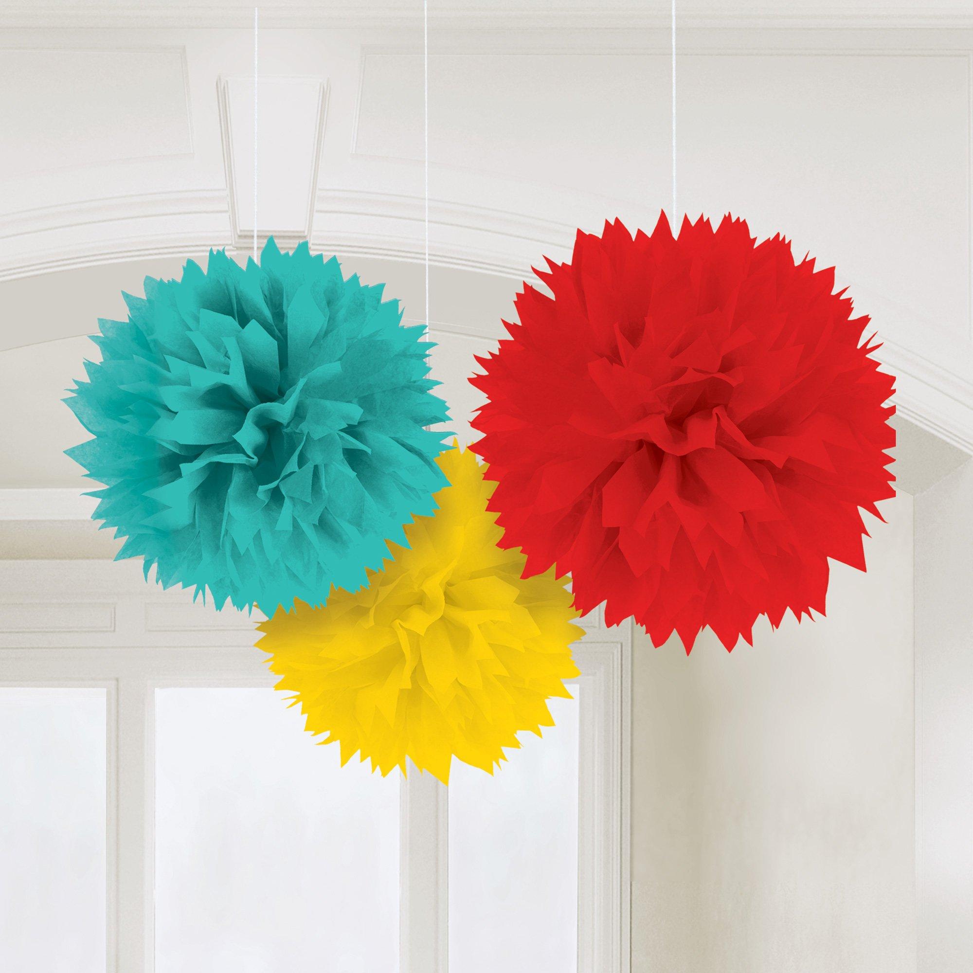 Tissue Pom Poms. 3ct. Assorted Colors
