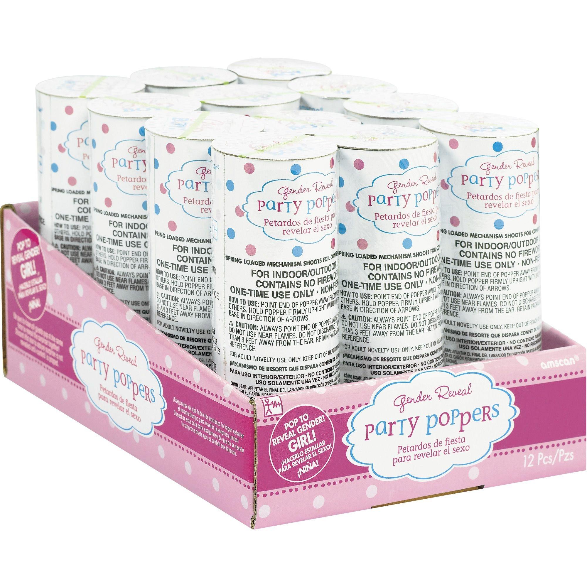Gender Reveal Confetti Party Poppers. 12ct. Assorted Colors - Image 5