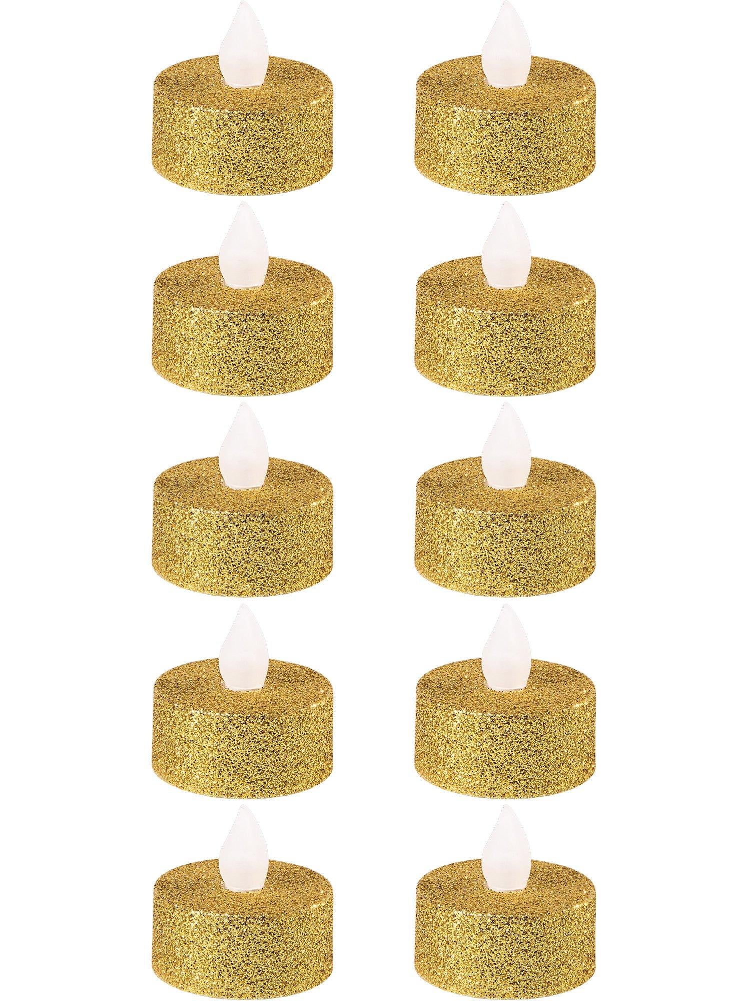 Glitter Tealight Flameless LED Candles. 10ct. Assorted Colors - Image 2