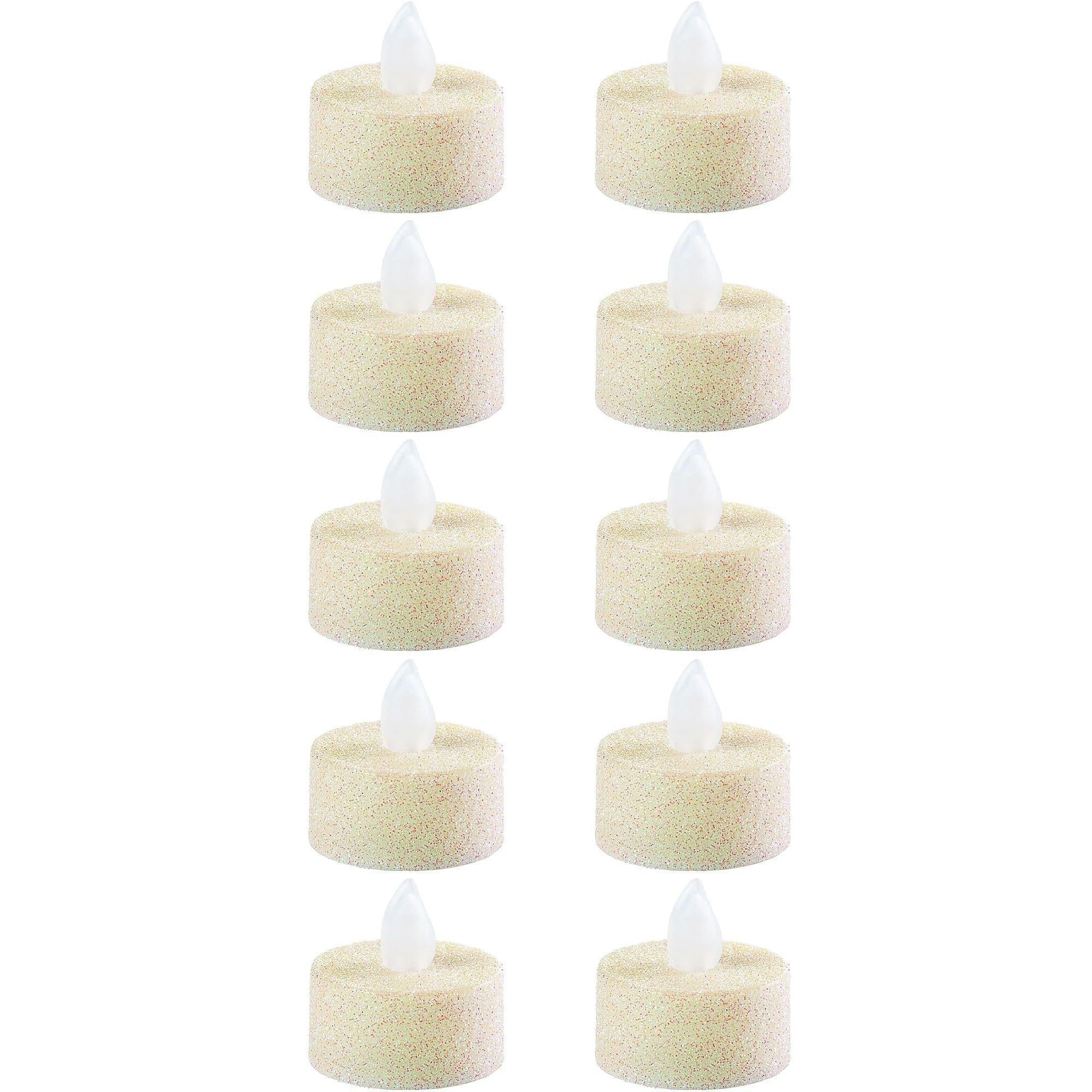 Glitter Tealight Flameless LED Candles. 10ct. Assorted Colors - Image 4