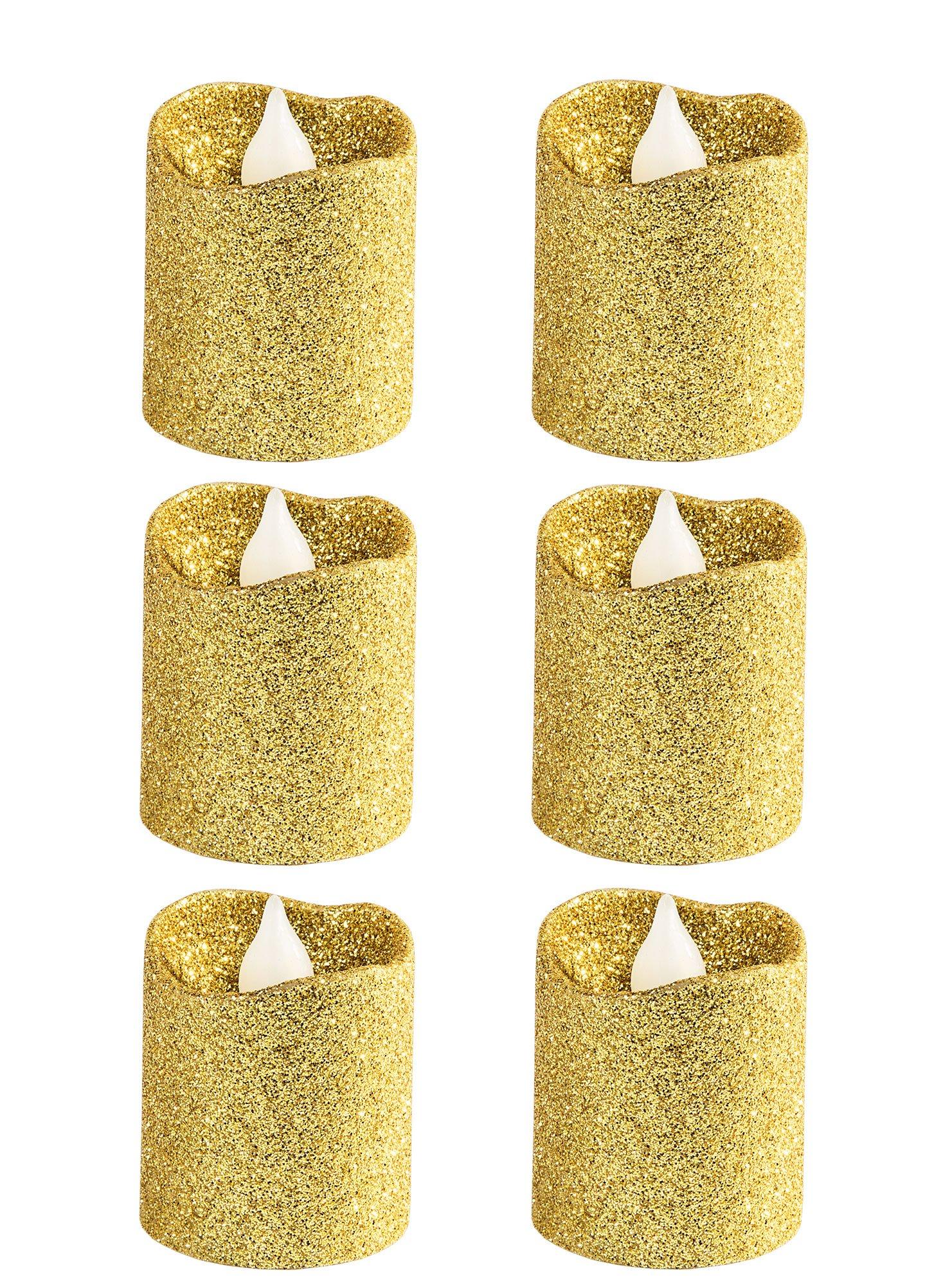 Glitter Votive Flameless LED Candles. 6ct. Assorted Colors - Image 2