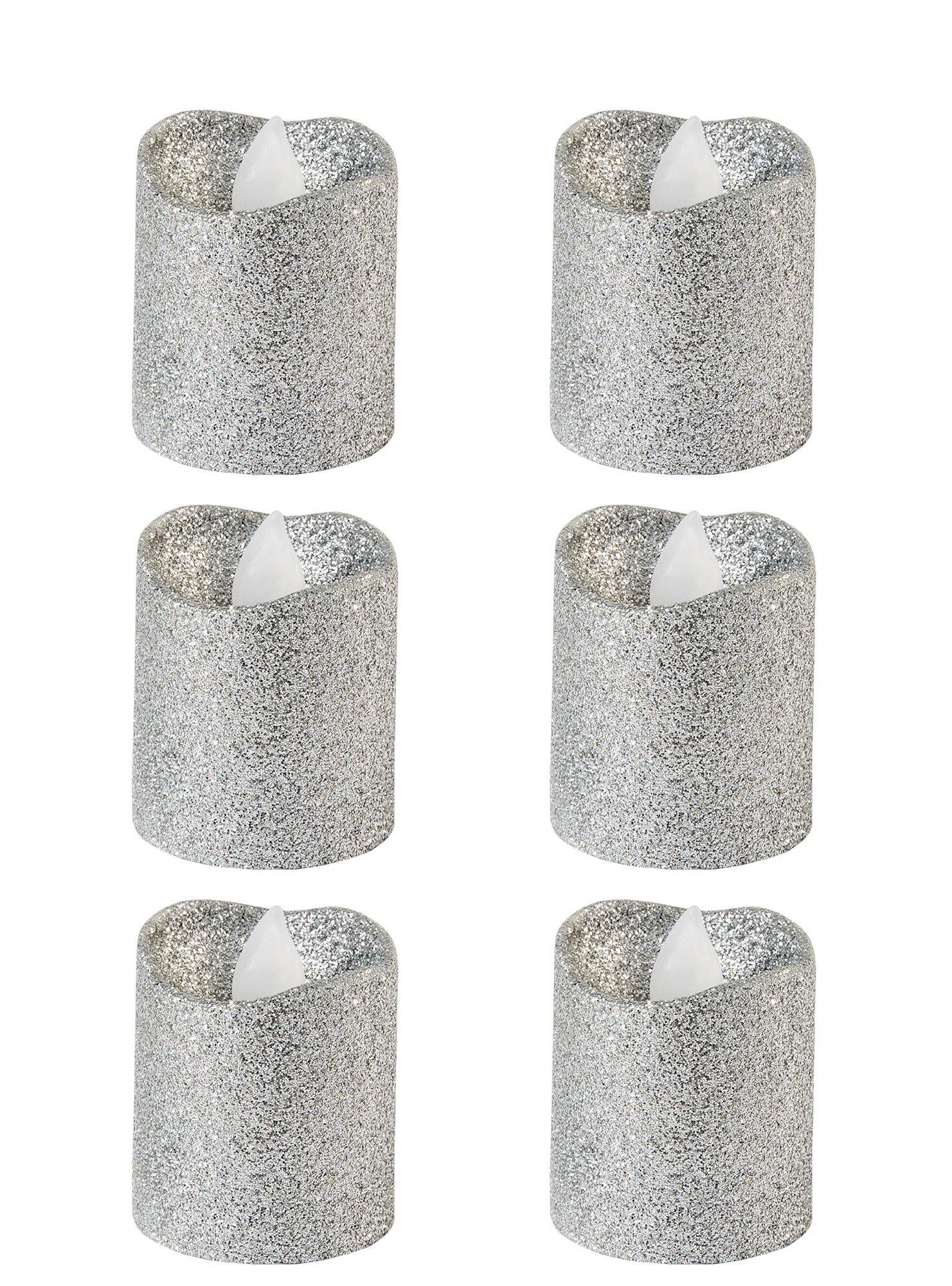 Glitter Votive Flameless LED Candles. 6ct. Assorted Colors