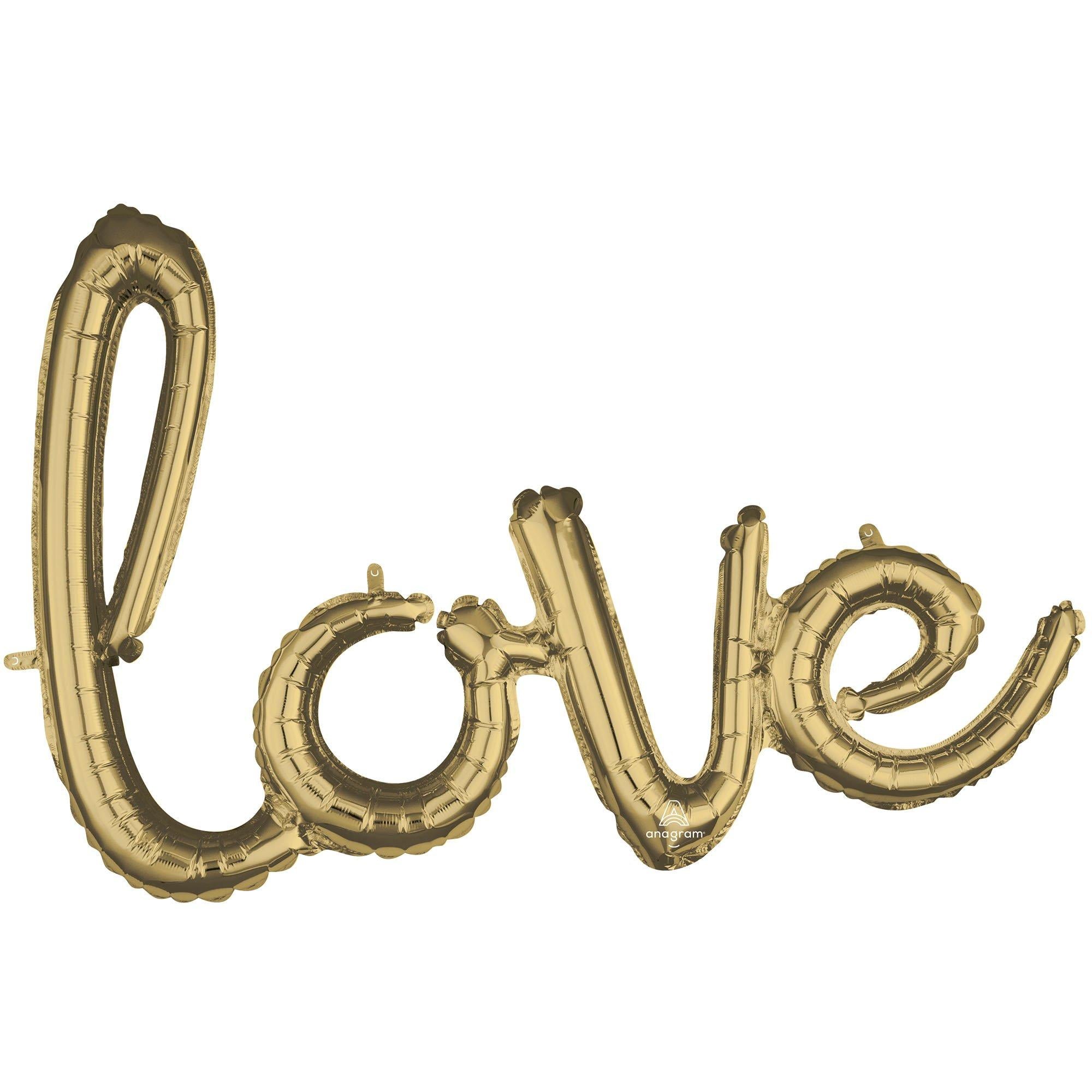 Air-Filled Love Cursive Letter Balloon Banner. Assorted Colors