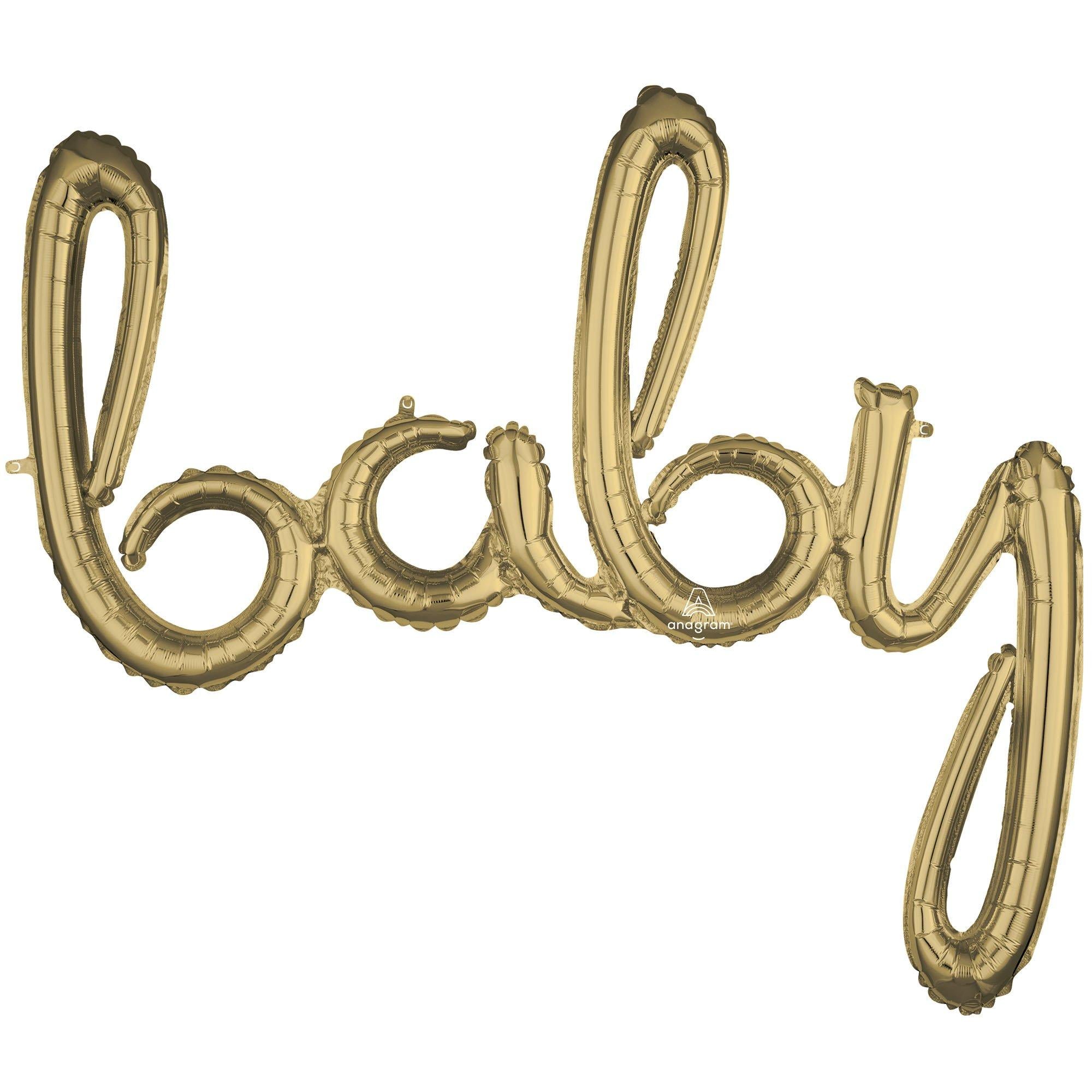Air-Filled Baby Cursive Letter Balloon Banner. Assorted Colors