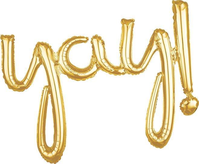 Air-Filled Yay Cursive Letter Balloon Banner. Assorted Colors - Image 2