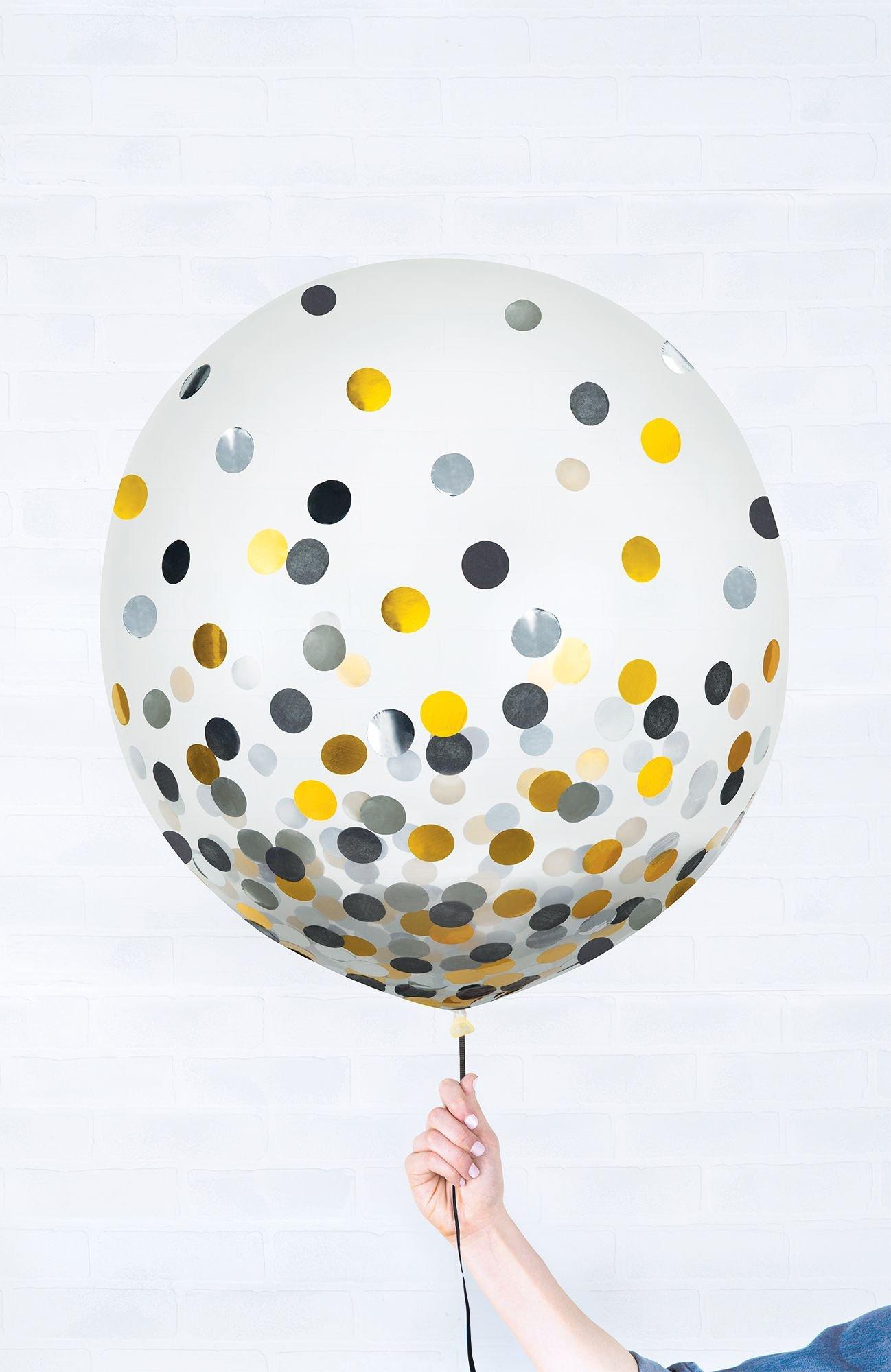 Metallic Confetti Balloons - 24in. 2ct. Assorted Colors - Image 9