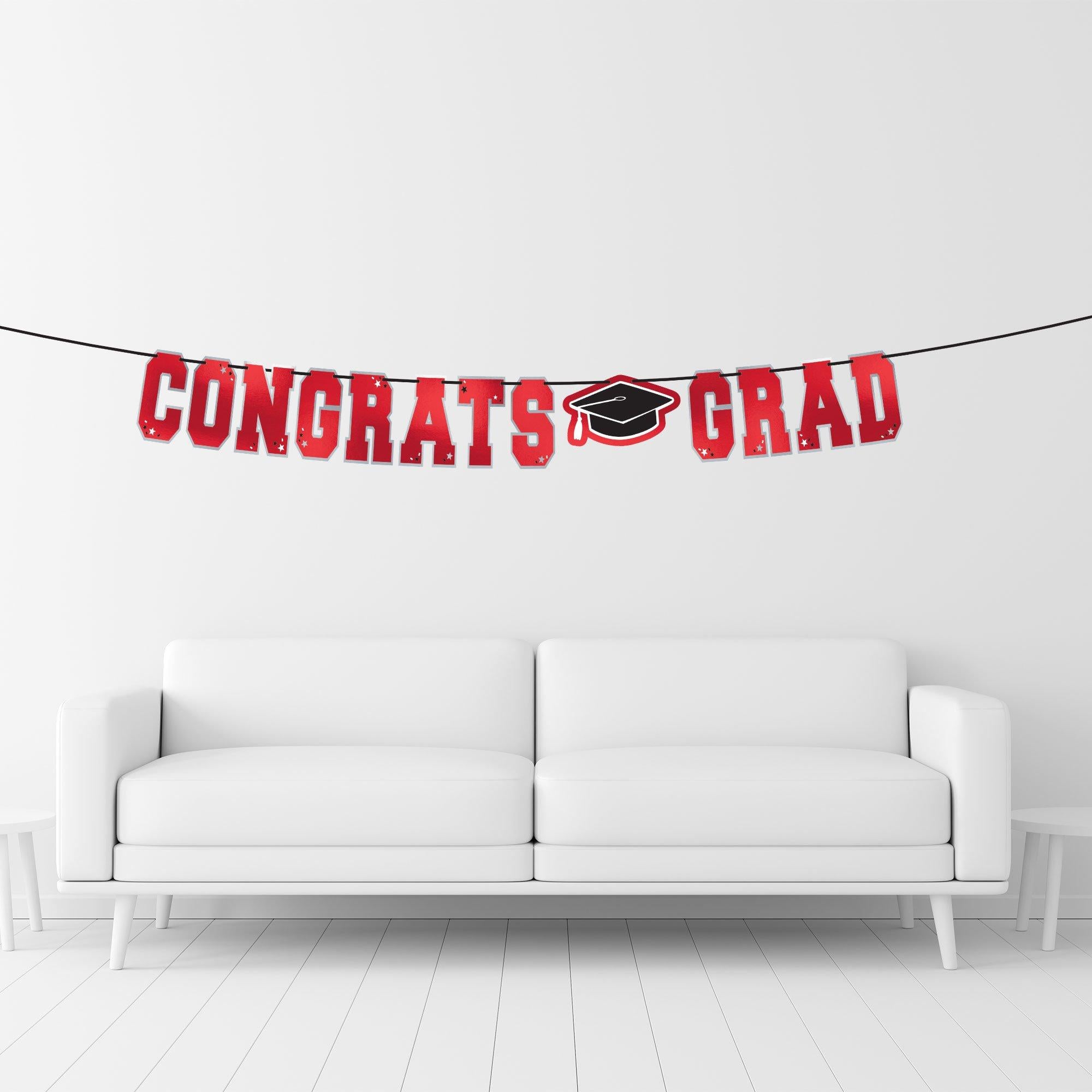 Congrats Grad Letter Banner. Assorted Colors