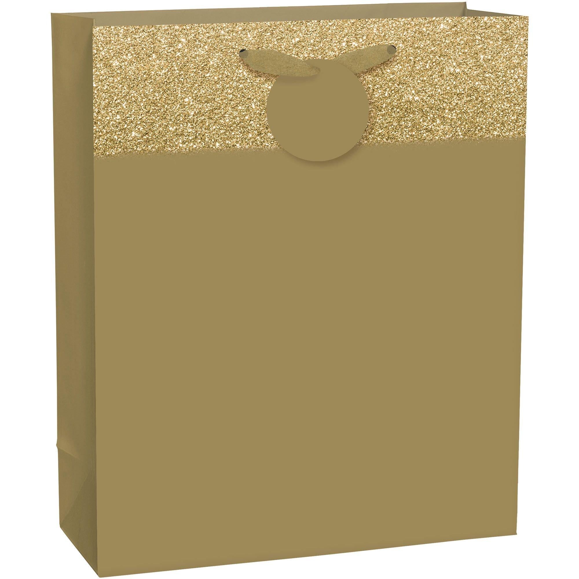 Large Glitter & Matte Gift Bag 10 1/2in x 13in. Assorted Colors - Image 3