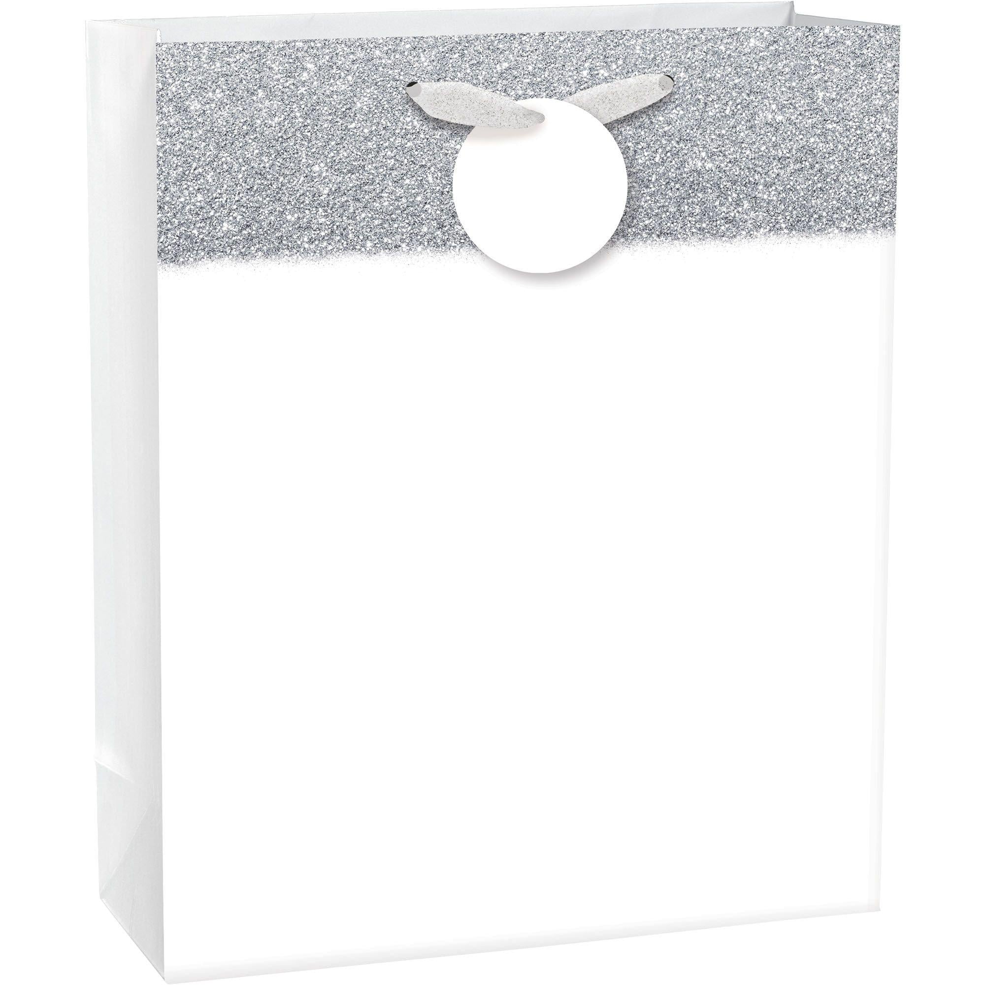 Large Glitter & Matte Gift Bag 10 1/2in x 13in. Assorted Colors - Image 2