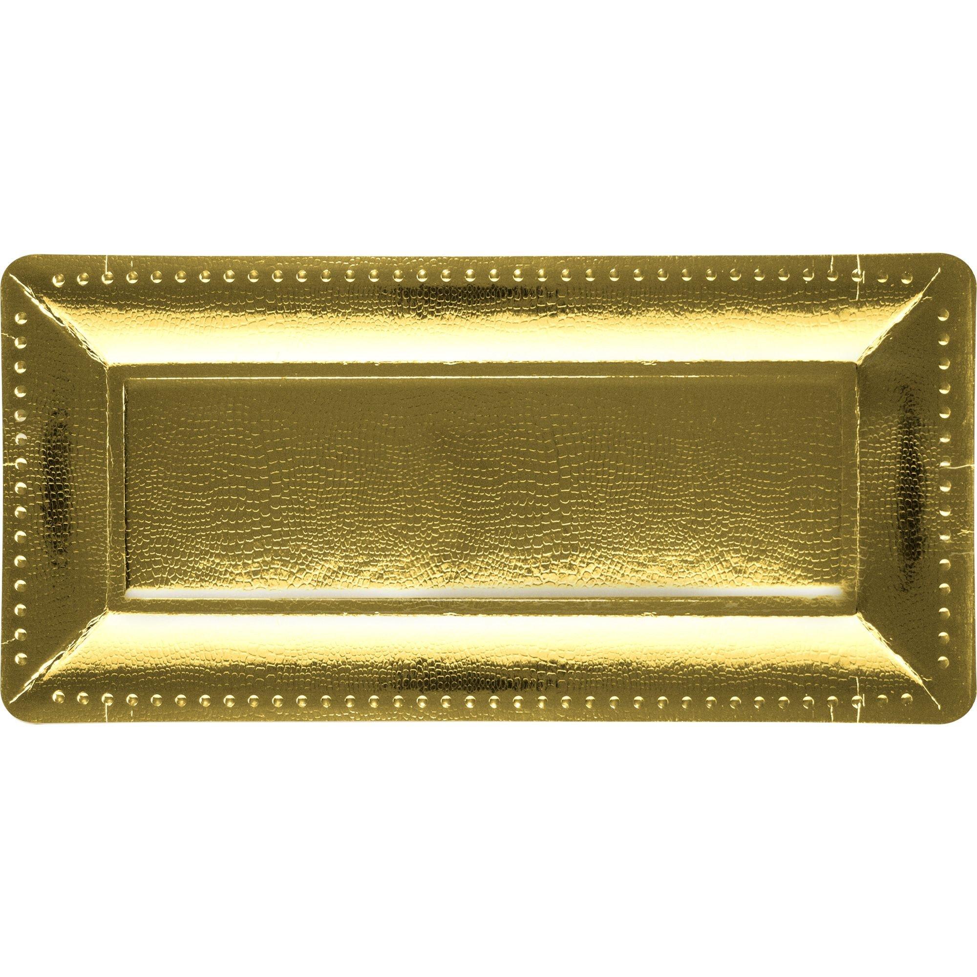 Metallic Long Rectangular Paper Platters. 16in. 3ct. Assorted Colors