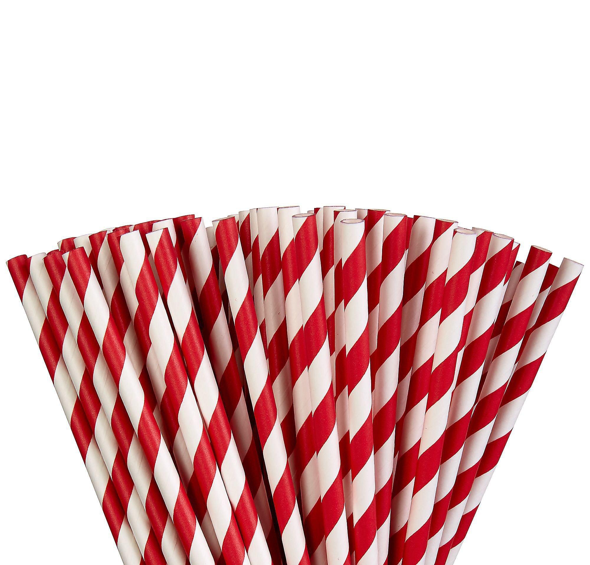 Striped Paper Straws. 7.75in. 50ct. Assorted Colors - Image 3