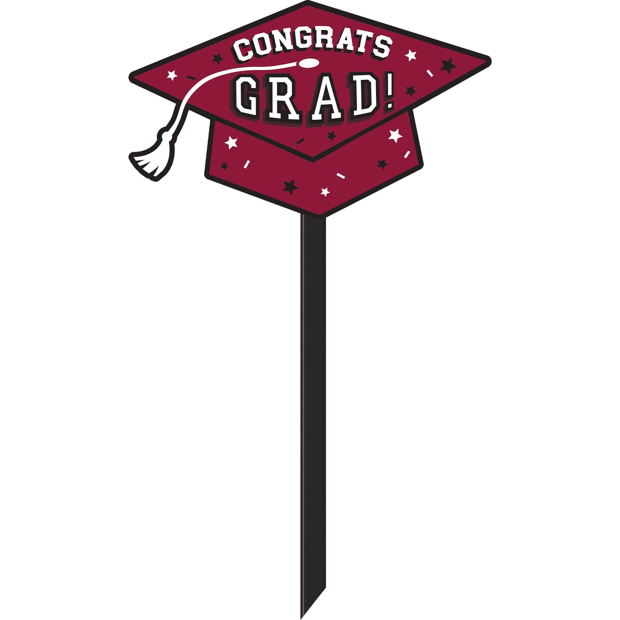Congrats Grad Plastic Yard Stake. 20.5in. Assorted Colors - Image 3