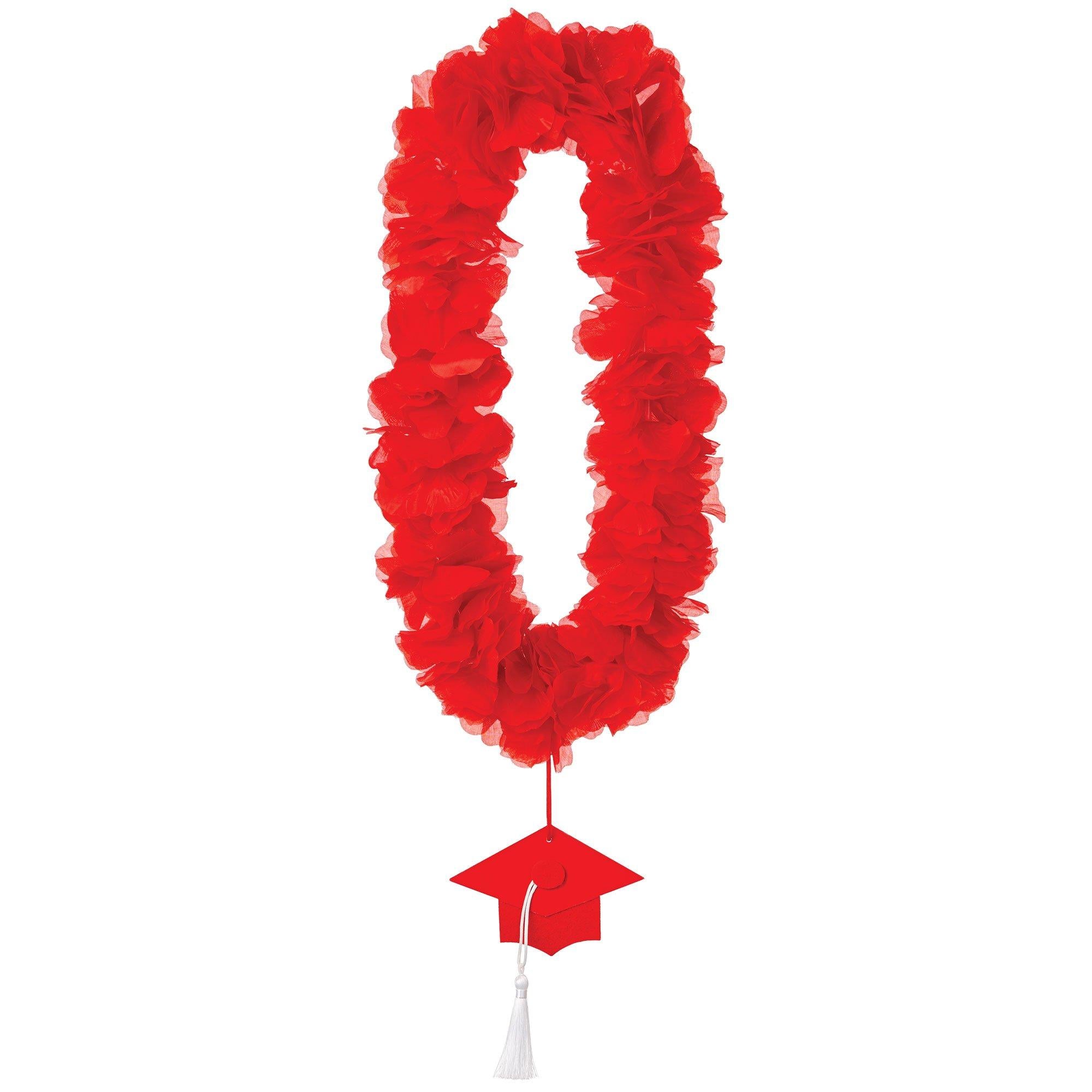 Fabric Lei with Graduation Cap Pendant. 20in. Assorted Colors