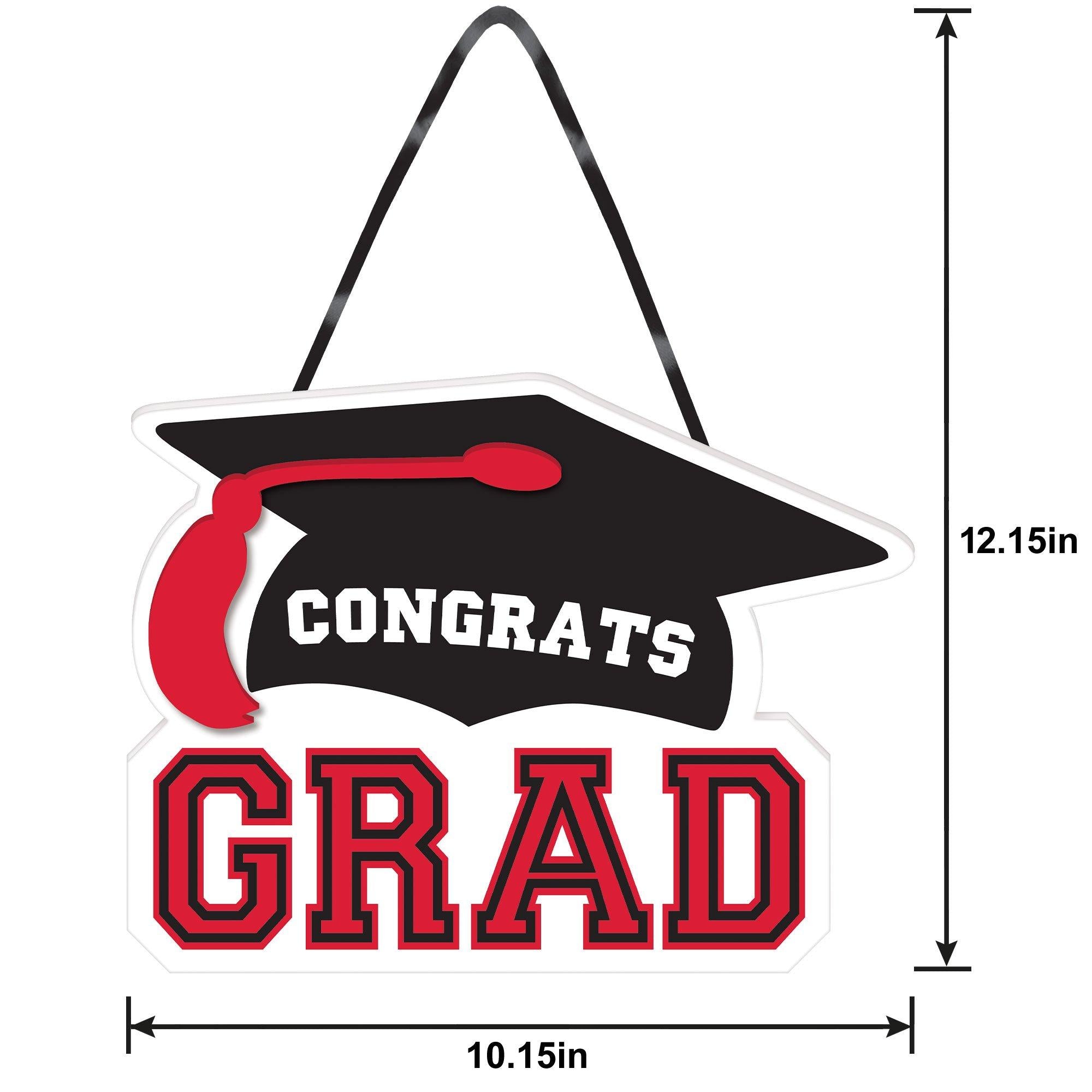 Congrats Grad MDF Hanging Sign. 10.15in x 7.6in. Assorted Colors - Image 5