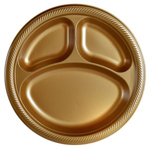 Plastic Divided Dinner Plates. 10.25in. Assorted Colors. Multiple Counts