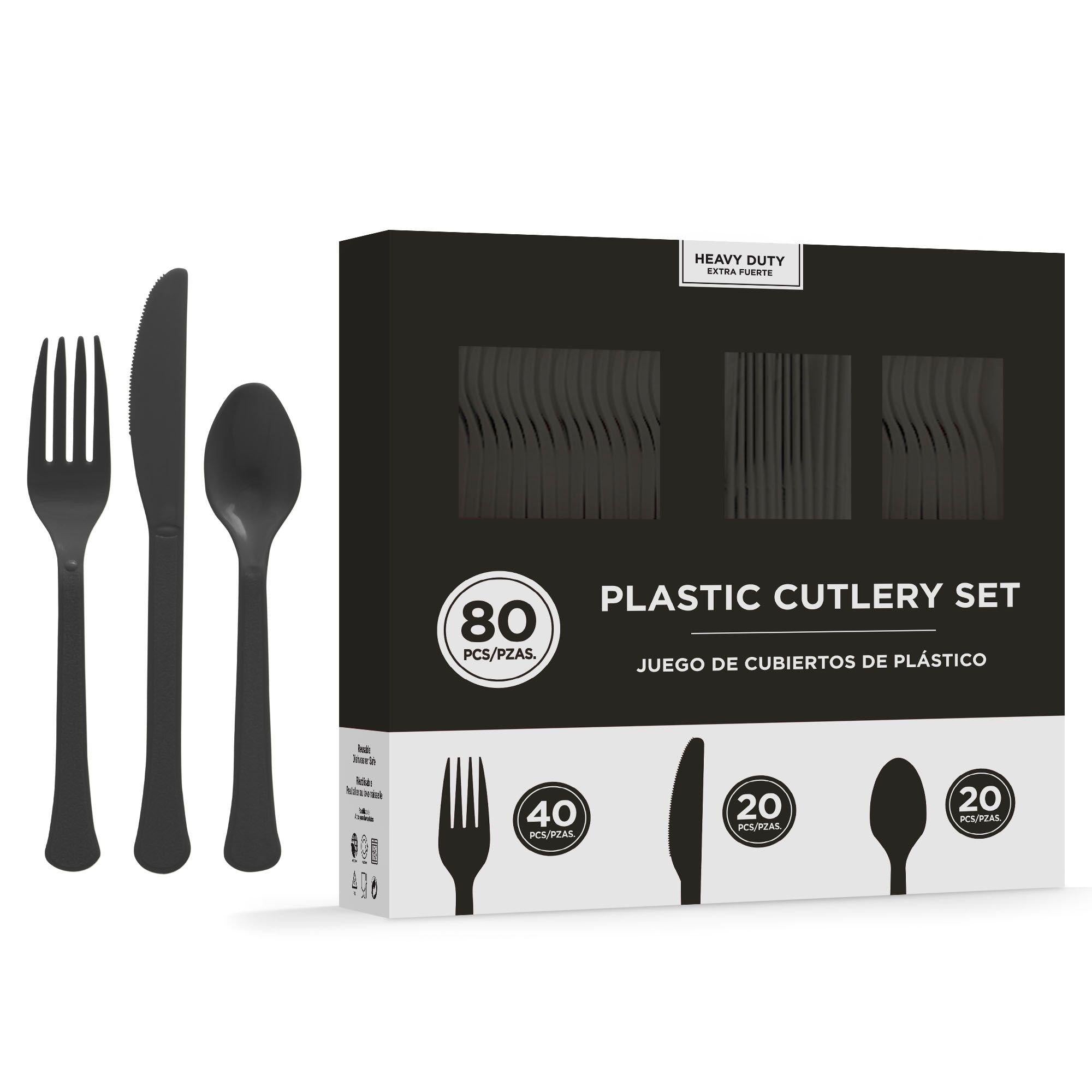 Heavy-Duty Plastic Cutlery Set. Assorted Colors. Multiple Guest Counts - Image 2