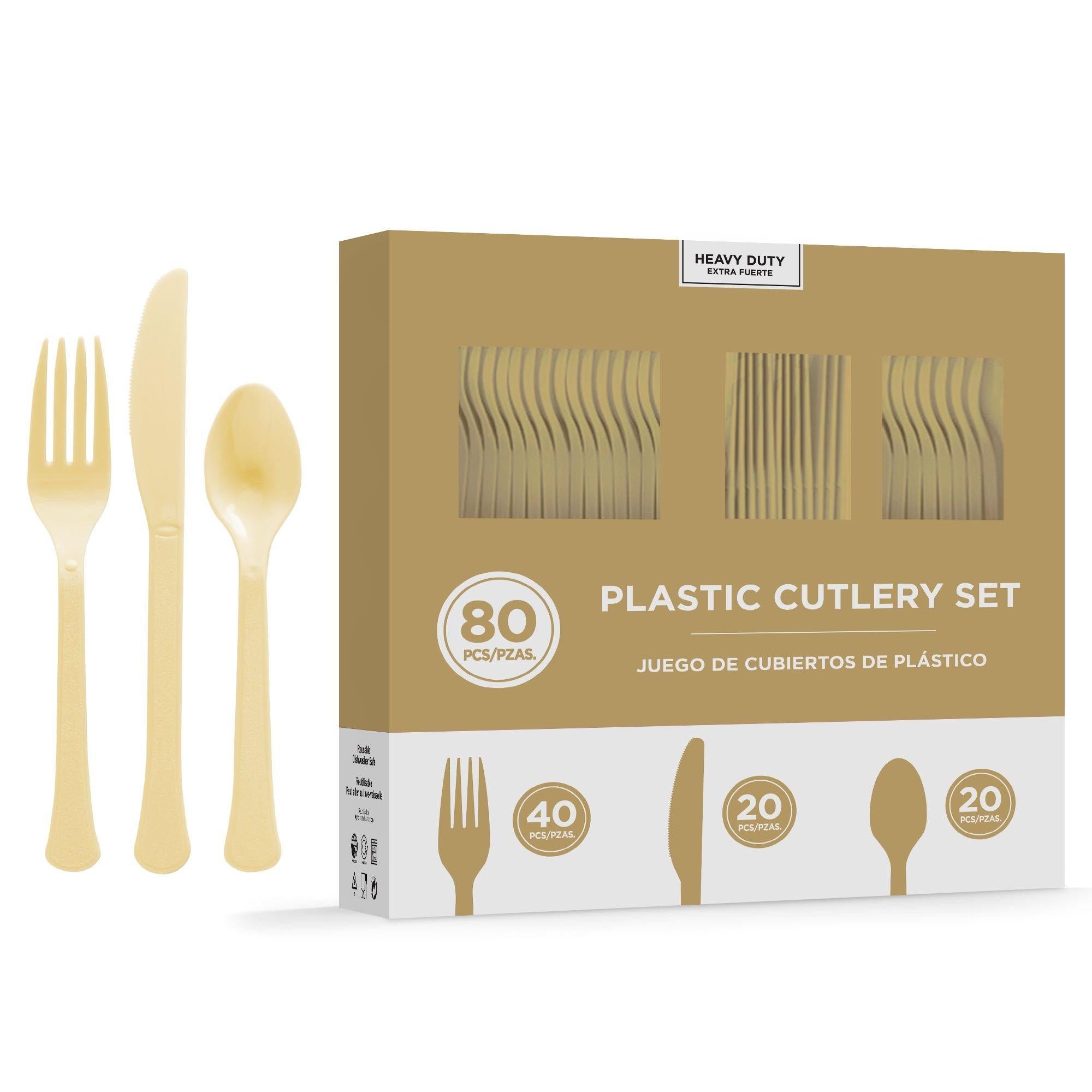 Heavy-Duty Plastic Cutlery Set. Assorted Colors. Multiple Guest Counts - Image 22