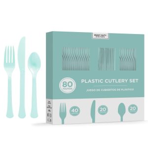 Heavy-Duty Plastic Cutlery Set. Assorted Colors. Multiple Guest Counts