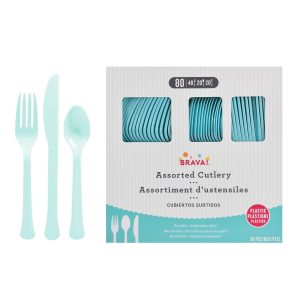 Plastic Cutlery Set. Assorted Colors. Multiple Guest Counts
