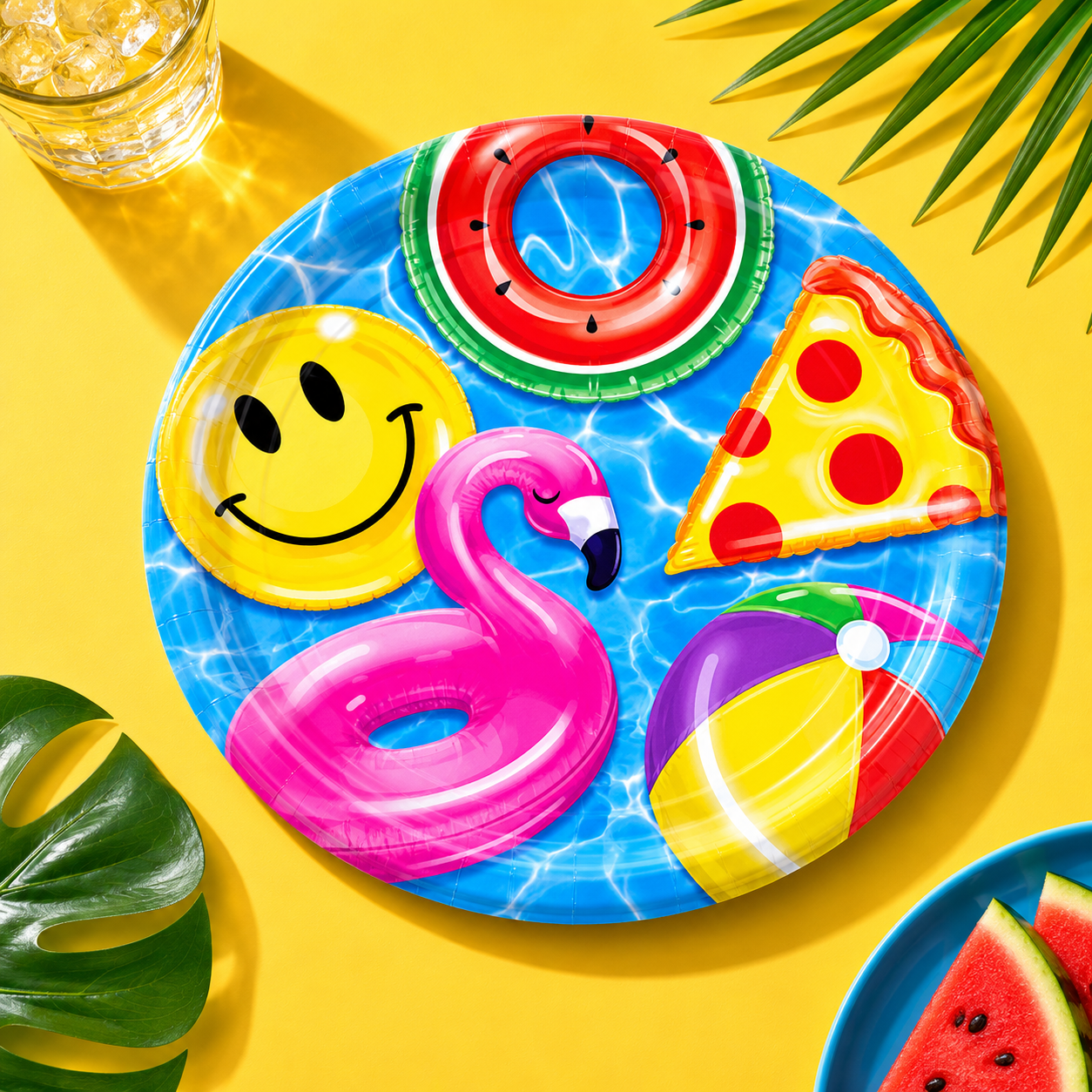 Cool Pool Party Paper Dinner Plates. 10in. 8ct