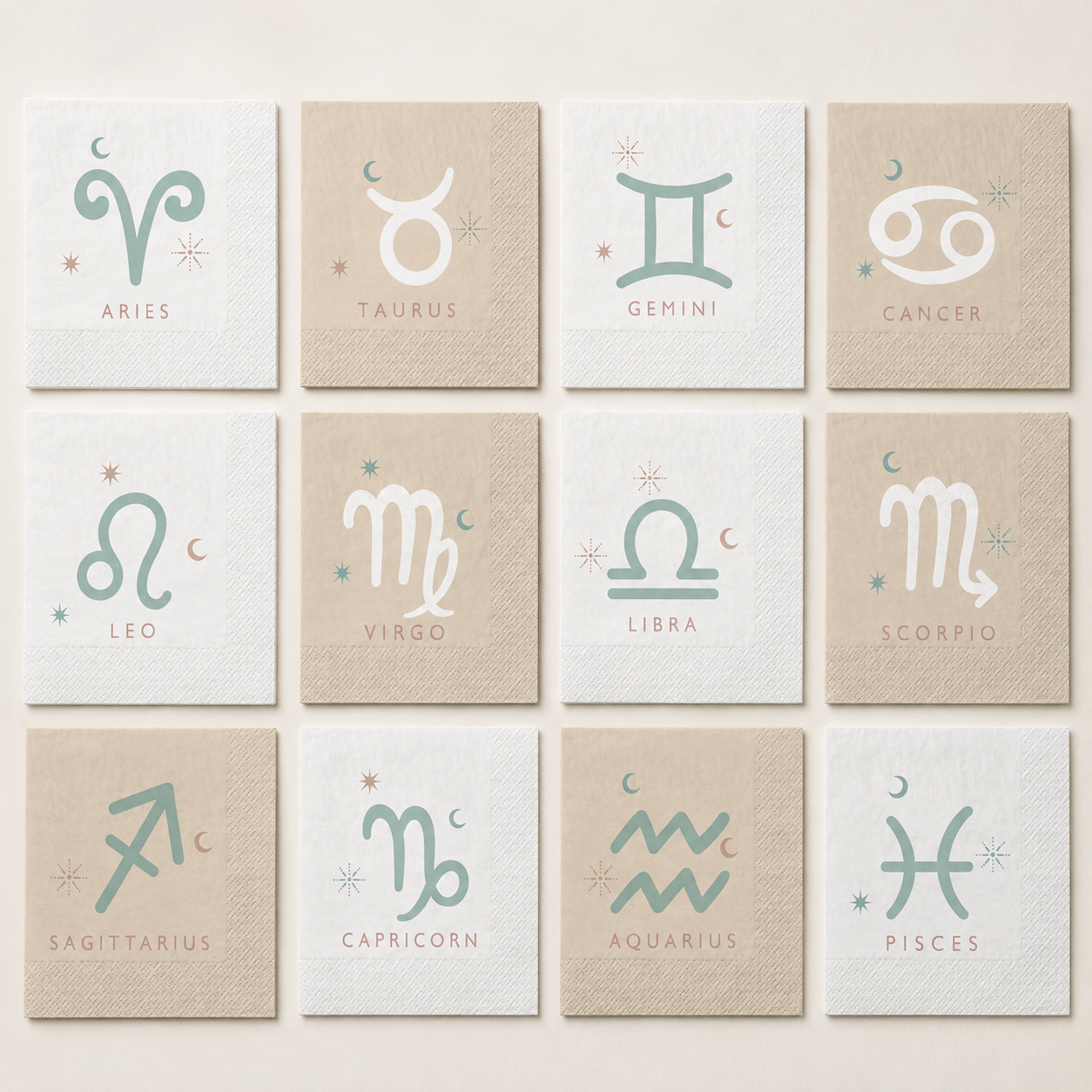 Mystical Astrology Beverage Napkins. 16ct. Assorted Options
